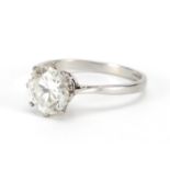 Platinum diamond solitaire ring, size M, approximate weight 3.1g : For Extra Condition Reports