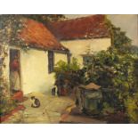 John Wallace - Bramble Cottage, late 19th century oil on canvas, mounted and framed, 50cm x 40cm :