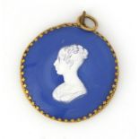 19th century blue opaline ground sulphide pendant plaque of the Duchesse Du Berri, probably