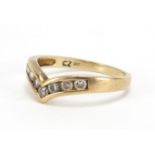 9ct gold clear stone herringbone ring, size L, approximate weight 1.8g : For Extra Condition Reports