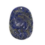 Chinese Lapis Lazuli pendant carved with a bird, 5.5cm high : For Extra Condition Reports Please