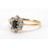 9ct gold sapphire and cubic zirconia ring, size O, approximate weight 1.3g : For Extra Condition