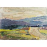 Impressionist landscape, Russian school oil on board, bearing a signature possibly Napocoub,