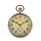Gentleman's Military issue Helvetia open face pocket watch, with subsidiary dial, the case