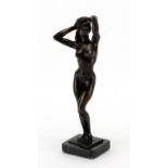 Ronald Cameron, patinated bronze study of a standing nude female, Friday Night, raised on a