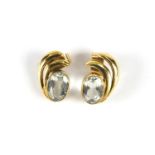 Pair of 9ct gold blue stone earrings, 1.2cm in length, approximate weight 2.0g : For Extra Condition