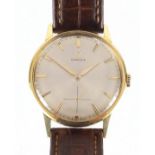 Gentleman's Omega 18ct gold wristwatch, the movement numbered 19191540, 3.5cm in diameter : For