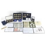 Mostly proof commemorative coins and two United States proof half dollars including The Battle of