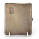 Rectangular silver cigarette case, with engine turned decoration, by Charles Edwin Turner,