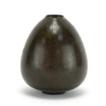 Japanese patinated bronze vase, impressed marks to the base, 13cm high : For Extra Condition Reports