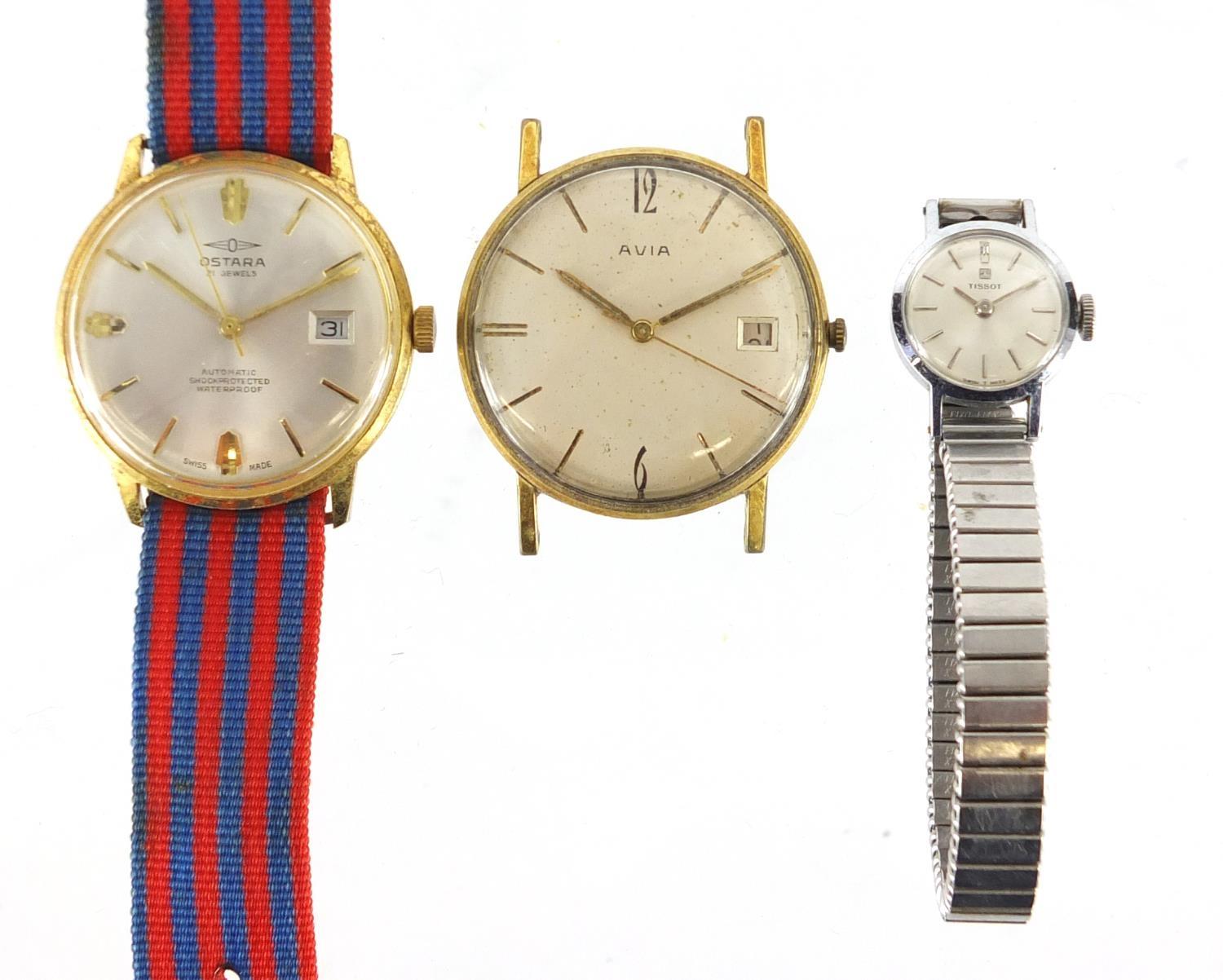Three wristwatches comprising Ostara automatic, Avia and Tissot : For Extra Condition Reports Please