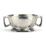 Art Nouveau pewter bowl with twin handles by Orivit, 12cm high x 30cm wide : For Extra Condition