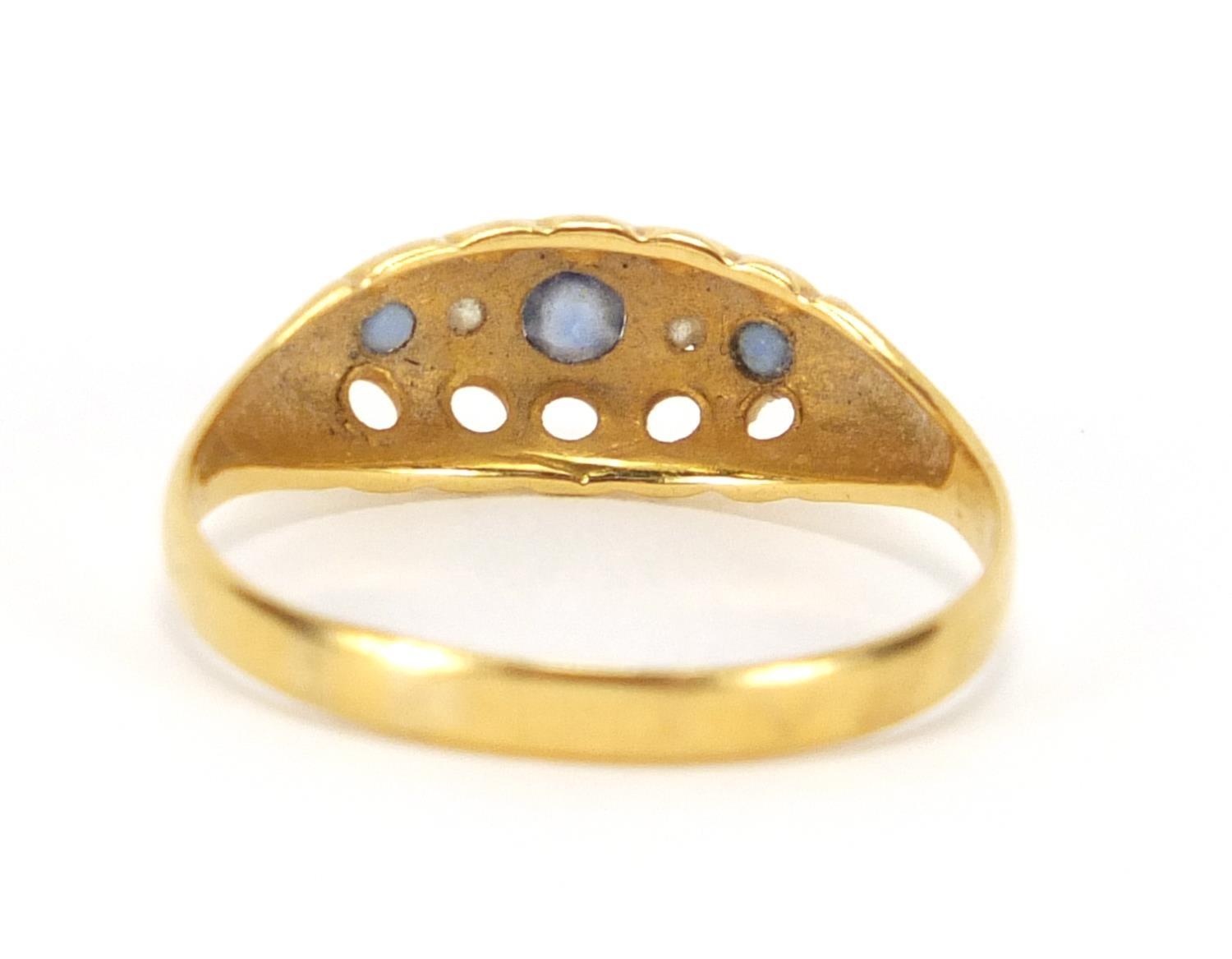 Victorian 18ct gold sapphire and diamond ring, size Q, approximate weight 1.8g : For Extra Condition - Image 4 of 5