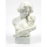 Pottery bust of a classical female, 66cm high : For Extra Condition Reports Please visit our