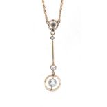 9ct gold aquamarine and pearl necklace, 44cm in length, approximate weight 5.0g : For Extra