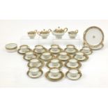 Noritake twelve place tea service, gilded and decorated with flowers including teapot, lidded