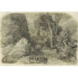 Woodland, charcoal on paper, bearing a monogram HC, unframed, 15cm x 10.5cm : For Extra Condition