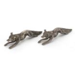Pair of novelty silver plated leaping fox knife rests, 9cm in length, approximate weight 130.0g :