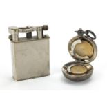 Victorian silver sovereign and half sovereign case and a Dunhill pocket lighter, the case hallmarked