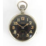 Gentleman's Military issue Rolex open face pocket watch, with subsidiary dial, the case engraved A