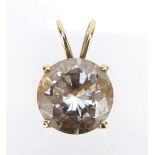 14ct gold clear stone solitaire pendant, 1.4cm in length, approximate weight 1.9g : For Extra