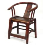 Chinese carved hardwood Horseshoe chair, 90cm high : For Extra Condition Reports Please visit our