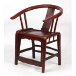 Chinese carved hardwood Horseshoe chair, 90cm high : For Extra Condition Reports Please visit our