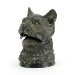 Novelty hand painted pewter cat design inkwell with ceramic liner, 8.5cm high : For Extra