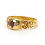 18ct gold garnet and diamond ring, size M, approximate weight 3.7g : For Extra Condition Reports