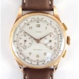 Gentleman's 18ct gold chronograph wristwatch, the case numbered 1429, 3.6cm in diameter : For