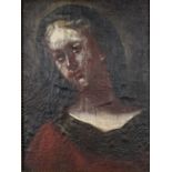 Head and shoulders portrait of Madonna, 17th century oil on canvas laid on board, framed, 39.5cm x