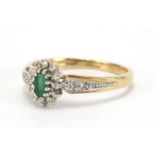 9ct gold emerald diamond ring, size O, approximate weight 2.3g : For Extra Condition Reports