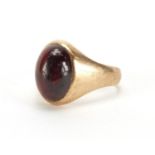 10ct gold cabochon garnet ring, size R, approximate weight 6.4g : For Extra Condition Reports Please