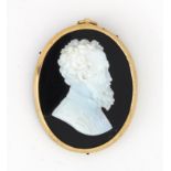 19th century oval glass paste profile of Michelangelo, framed, 5.7cm x 4.5cm : For Extra Condition