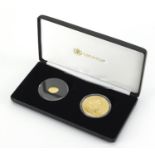 50th Anniversary of England 1966 commemorative coin pair including a 9ct gold one crown, with