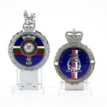 Two Royal Marines chrome and enamel car radiator badge, one by J R Gaunt of London : For Extra