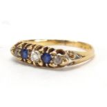 18ct gold sapphire and diamond five stone ring, size Q, approximate weight 3.6g : For Extra