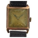 Vintage gentleman's 9ct gold wristwatch, the case numbered 456687 : For Extra Condition Reports