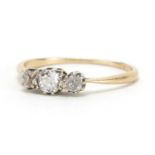 18ct gold diamond three stone ring, size Q, approximate weight 2.0g : For Extra Condition Reports