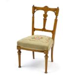 Inlaid walunt occasional chair with floral upholstered seat : For Extra Condition Reports Please