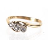 Unmarked gold white sapphire crossover ring, size L, approximate weight 1.6g : For Extra Condition