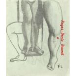 Figural studies, double sided pencil on paper, each bearing a monogram FL, unframed, 21cm x 18.5cm :