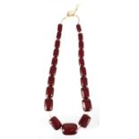 Cherry amber coloured bead necklace, 44cm in length, approximate weight 60.0g : For Extra