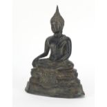 Thai patinated bronze figure of seated Buddha, 24cm high : For Extra Condition Reports Please
