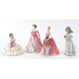Lladro figurine of a young girl and three Royal Doulton figurines, Daydreams HN1731, Millie HN4212