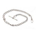 Graduated silver watch chain, with T-bar, 35cm in length, approximate weight 33.2g : For Extra