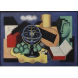 Abstract composition, still life, French impressionist oil on canvas laid on board, bearing a
