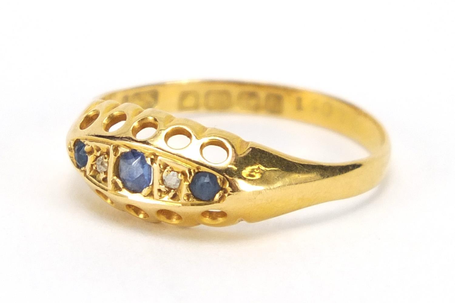 Victorian 18ct gold sapphire and diamond ring, size Q, approximate weight 1.8g : For Extra Condition