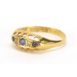 Victorian 18ct gold sapphire and diamond ring, size Q, approximate weight 1.8g : For Extra Condition