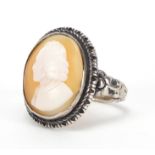 Silver cameo ring, size N, approximate weight 5.5g : For Extra Condition Reports Please visit our